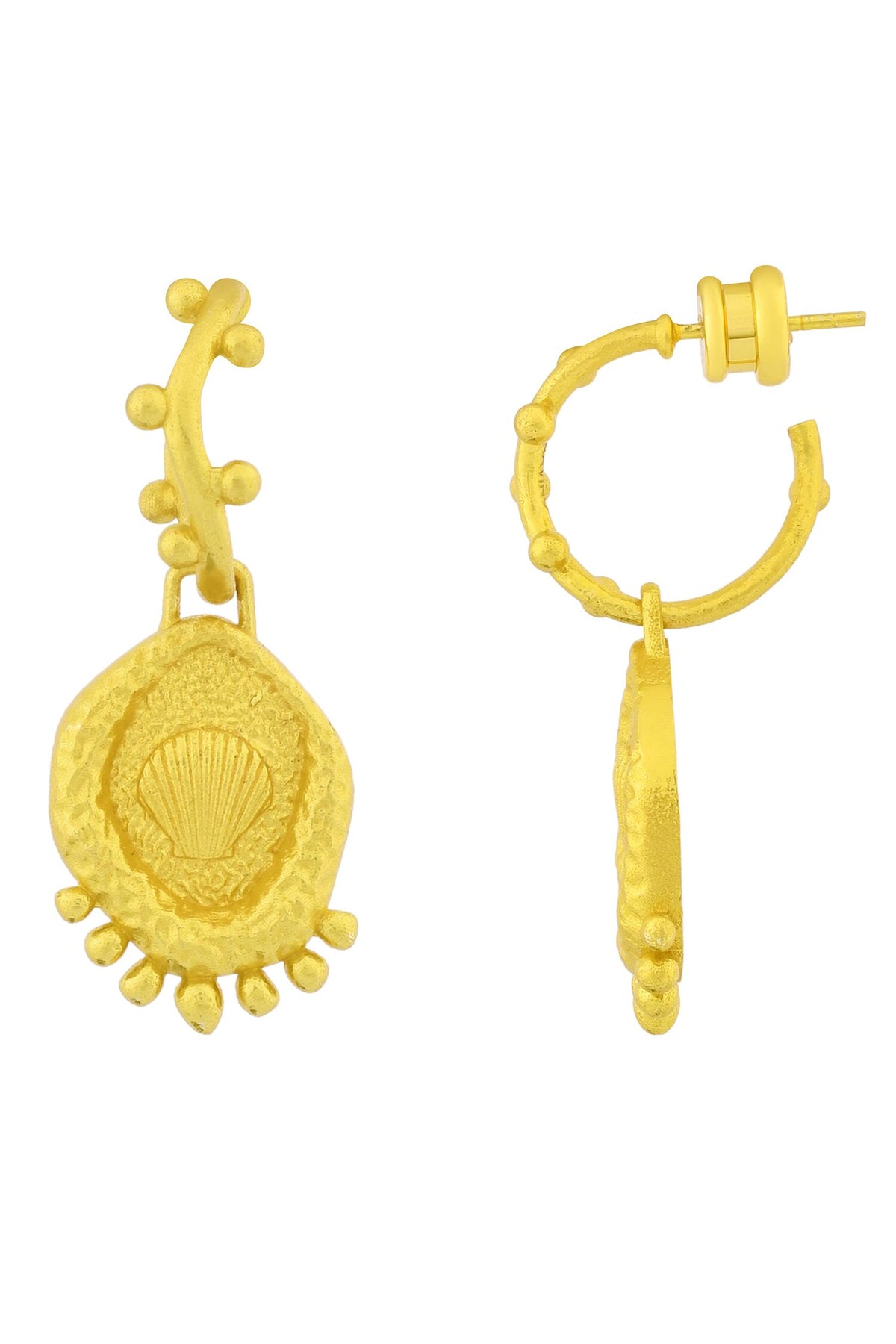 Textured Wavy Shell Hoops 