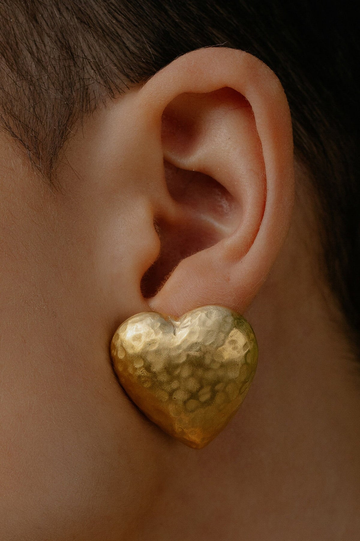 Chunky Textured Heart Stud Earrings 