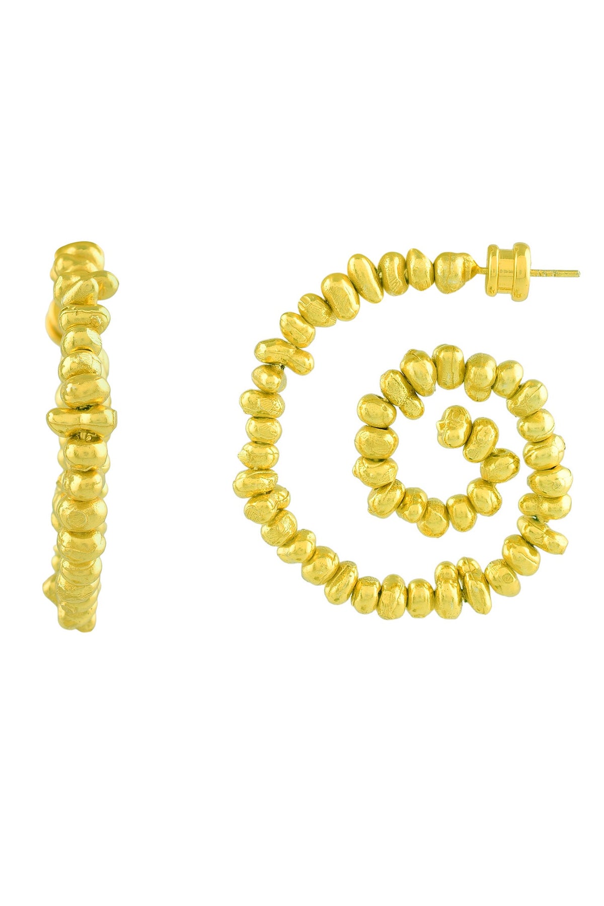 Molten Beaded Spiral Earrings 