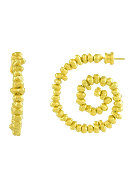 Molten Beaded Spiral Earrings 