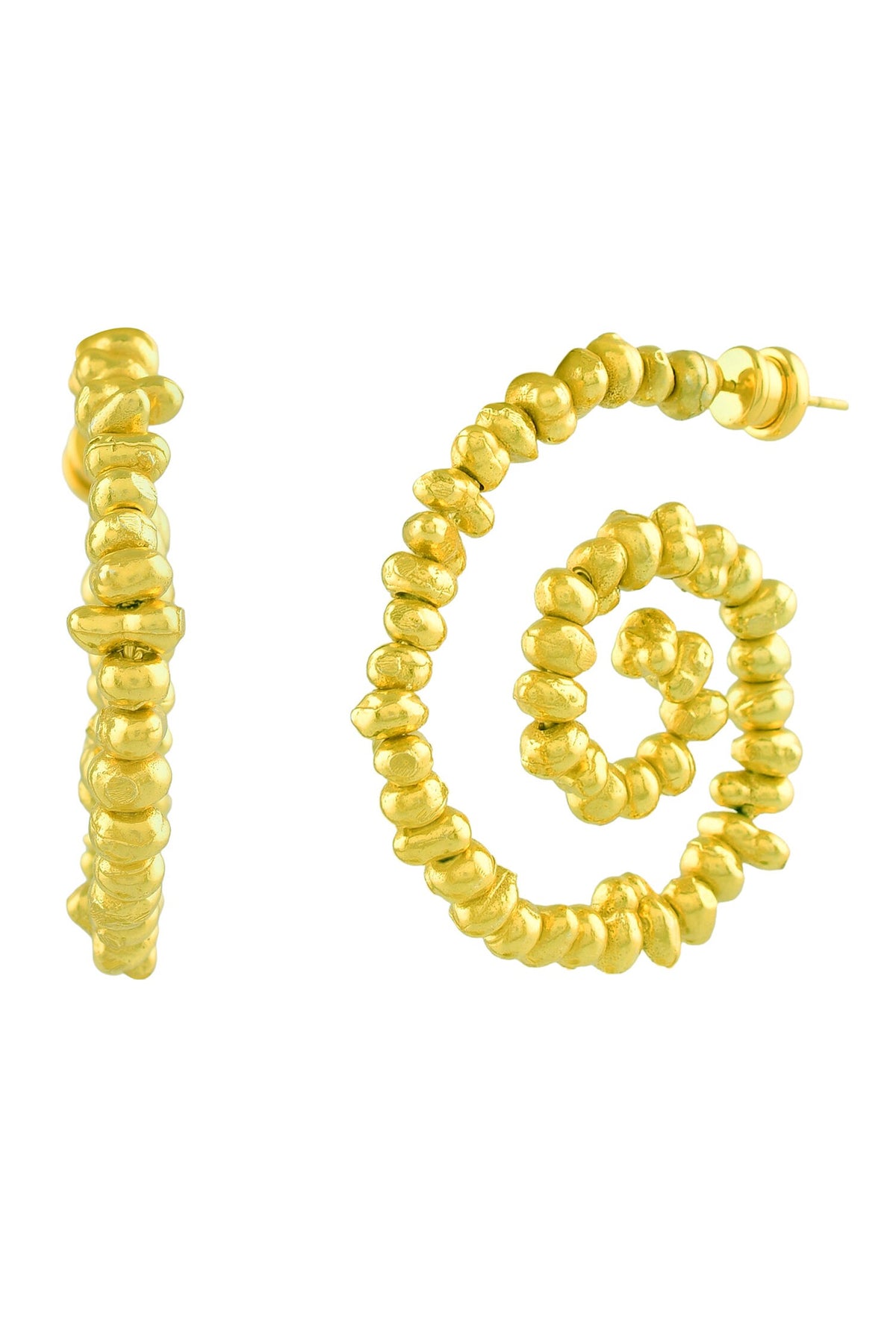 Molten Beaded Spiral Earrings 