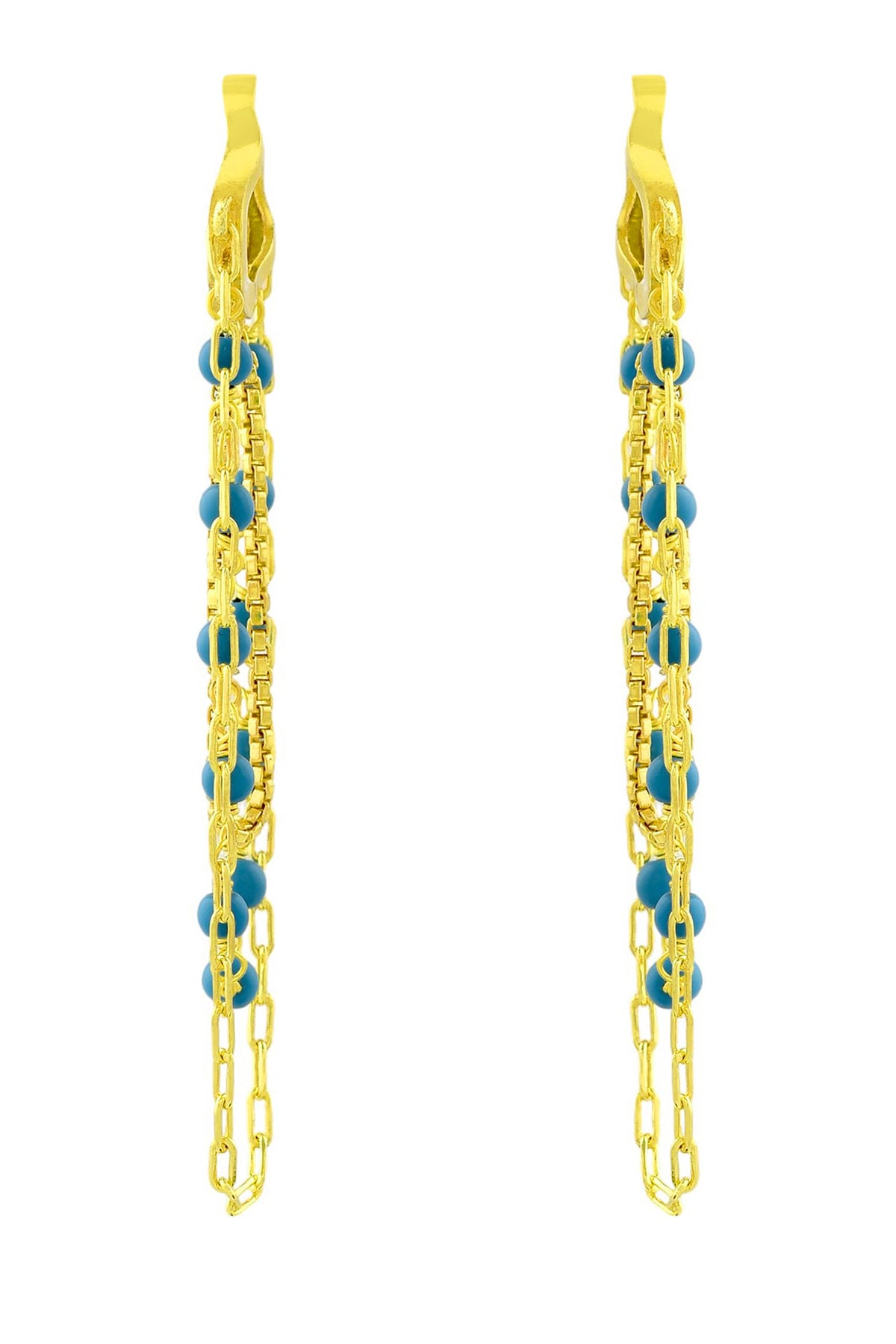 Turquoise Bead Multi-Chain Huggies 
