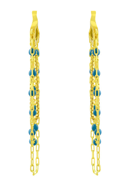 Turquoise Bead Multi-Chain Huggies 