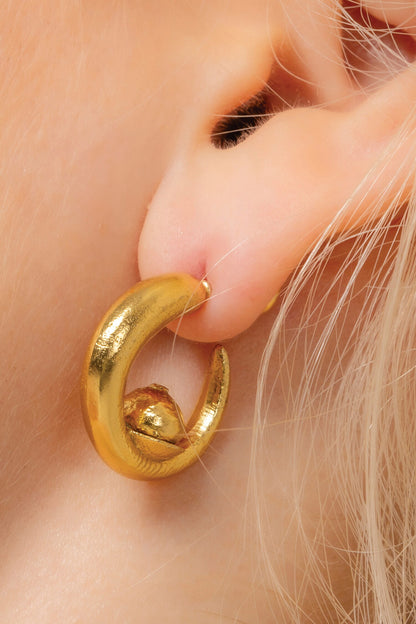 Crescent Textured Hoops 