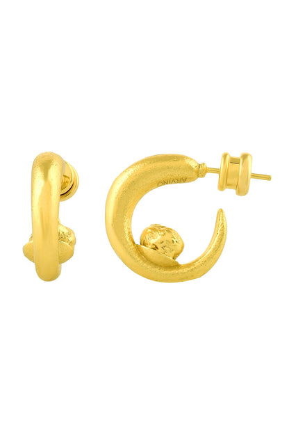 Crescent Textured Hoops 