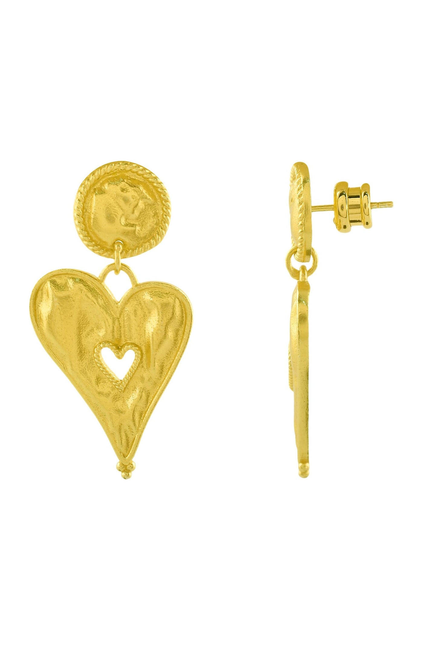 Textured Heart Drop Earrings 