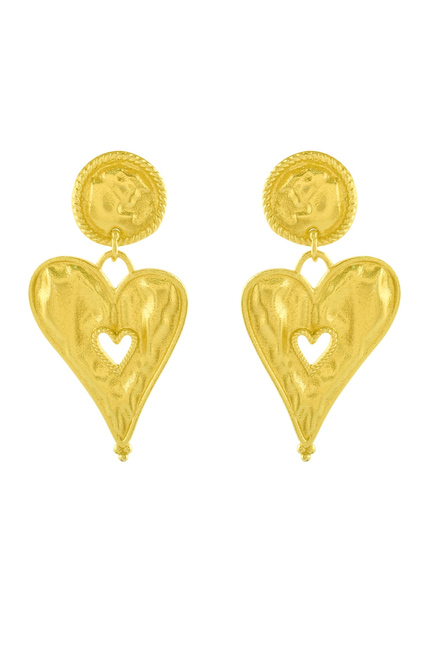 Textured Heart Drop Earrings 