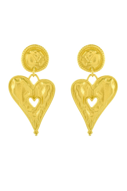 Textured Heart Drop Earrings 