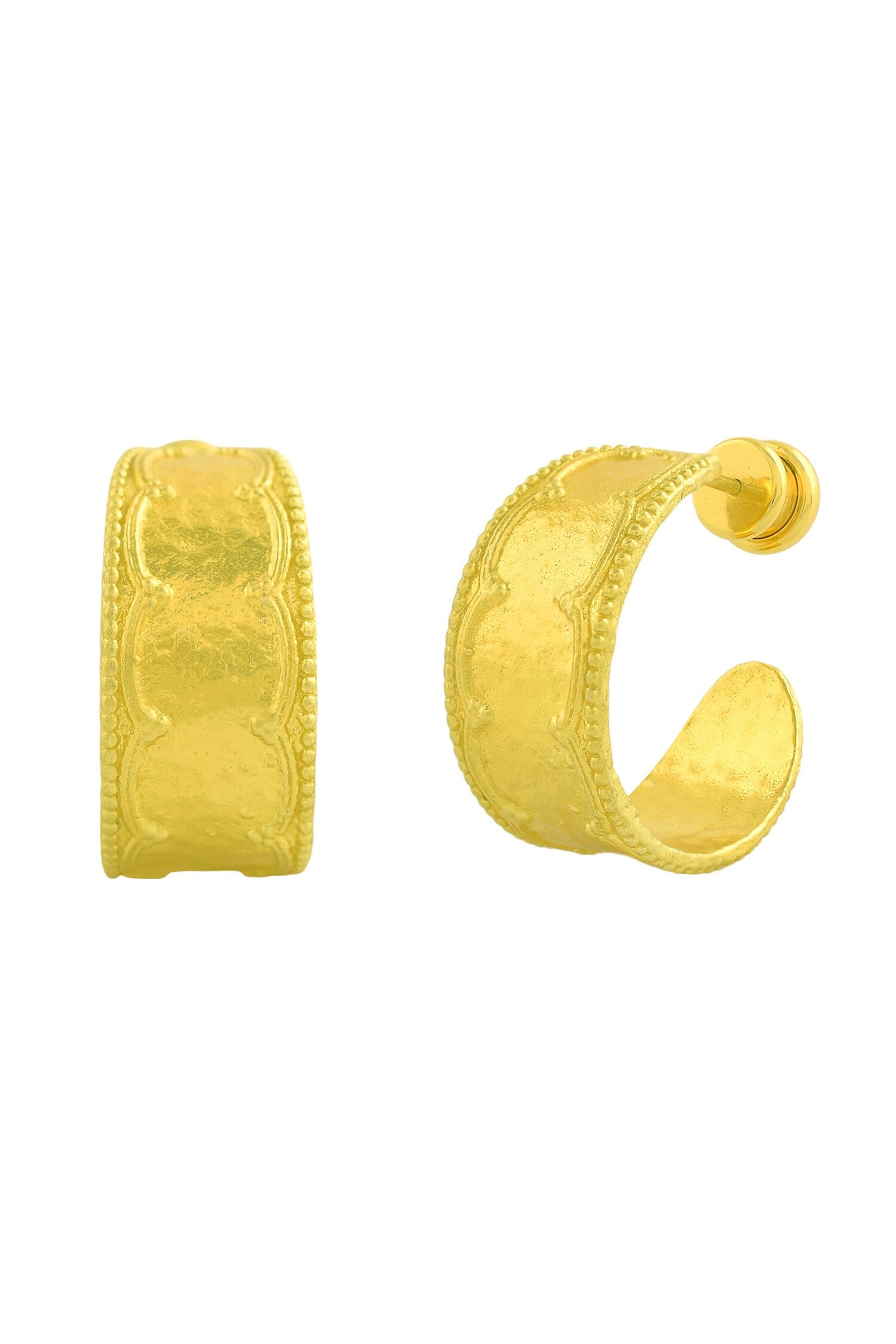 Stately Geometric Carved Hoops 