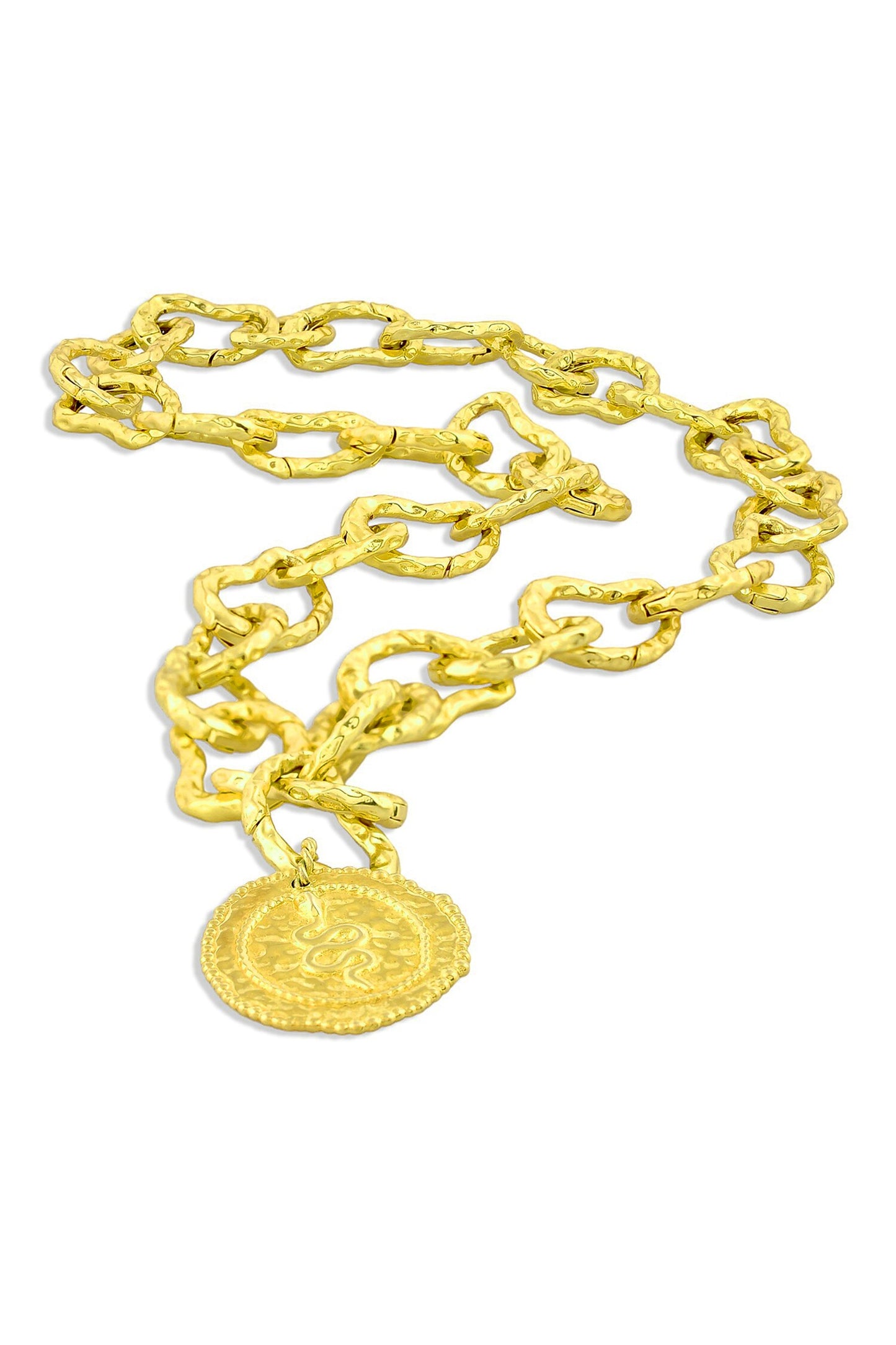 Molten Textured Snake Charm Necklace 