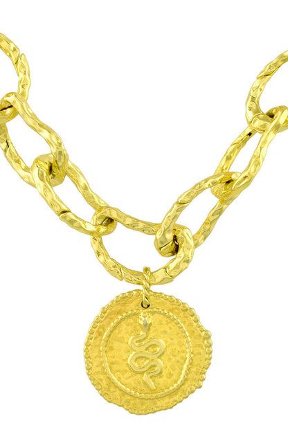 Molten Textured Snake Charm Necklace 