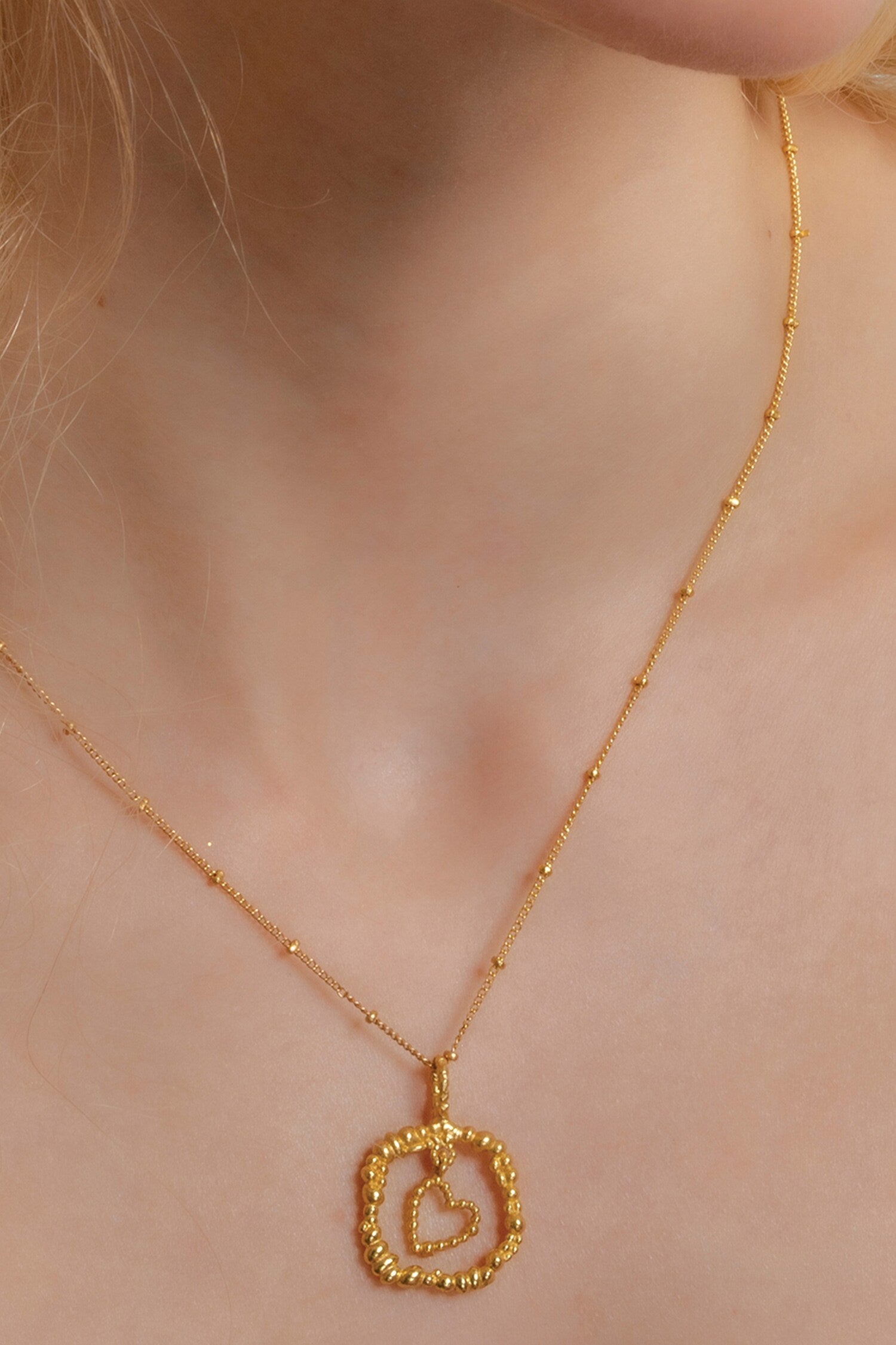 Granulated Love Charm Necklace 
