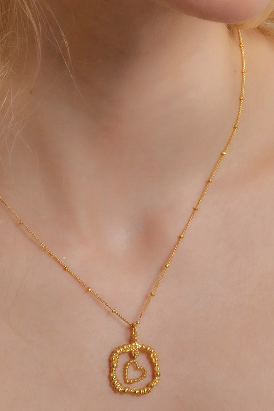 Granulated Love Charm Necklace 