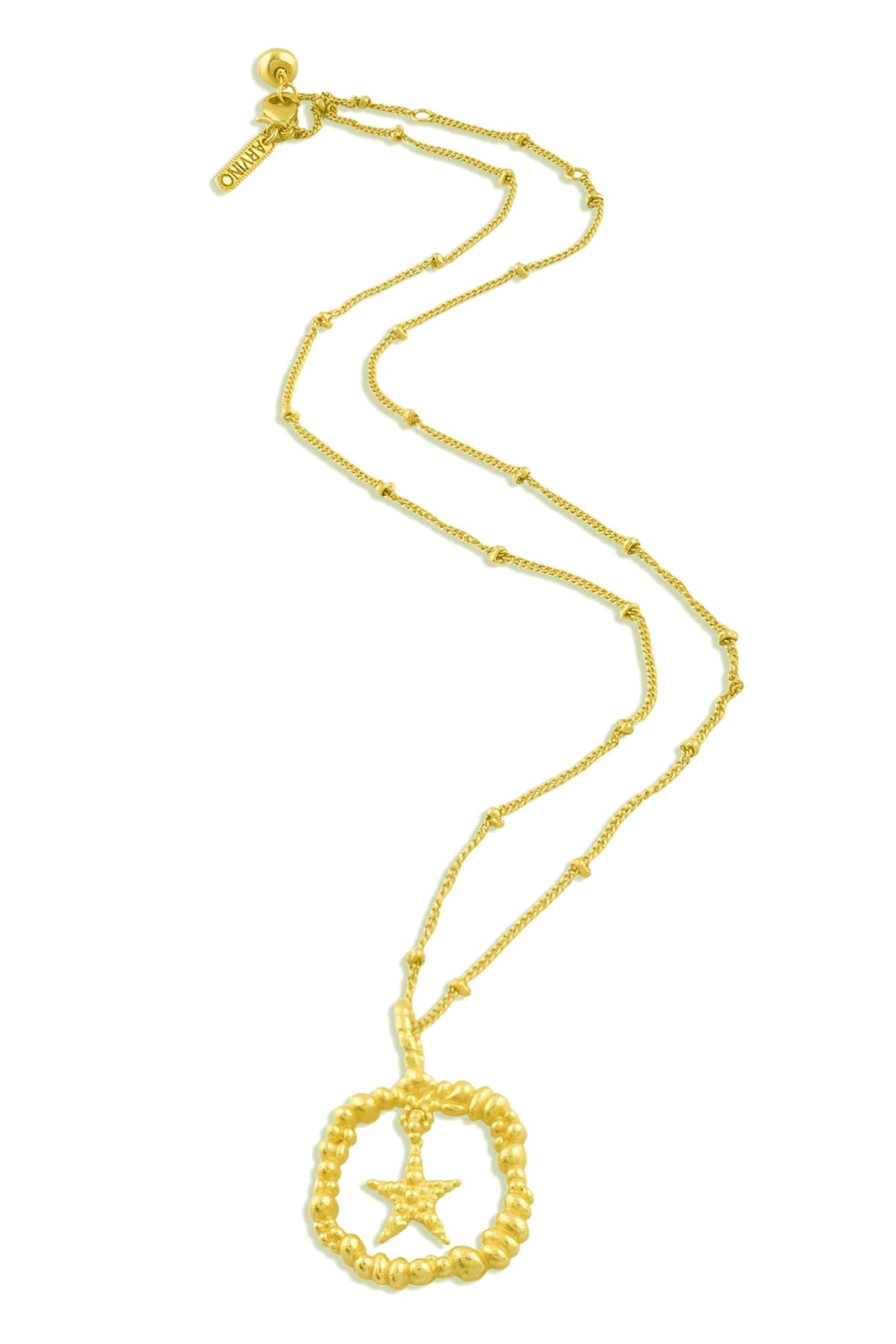 Granulated Star Charm Pendant Necklace 