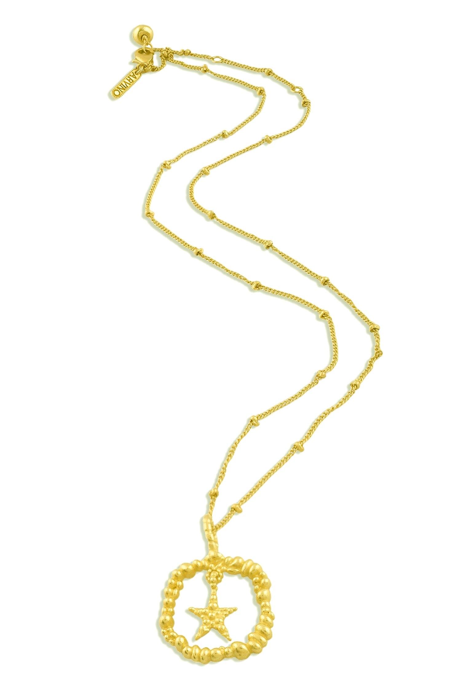 Granulated Star Charm Pendant Necklace 