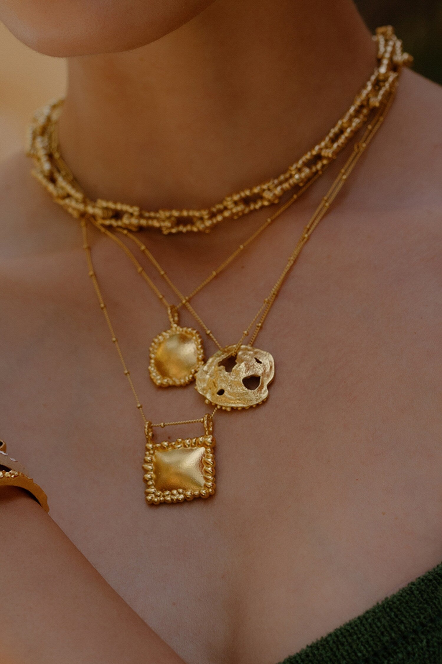Granulated Signature Charm Pendant Necklace 