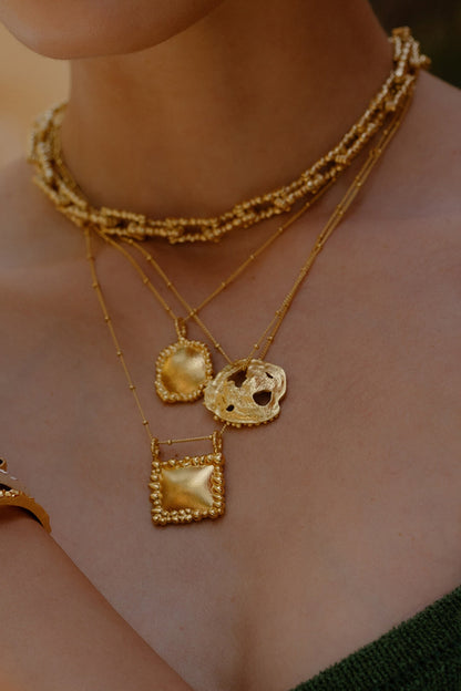 Granulated Signature Charm Pendant Necklace 