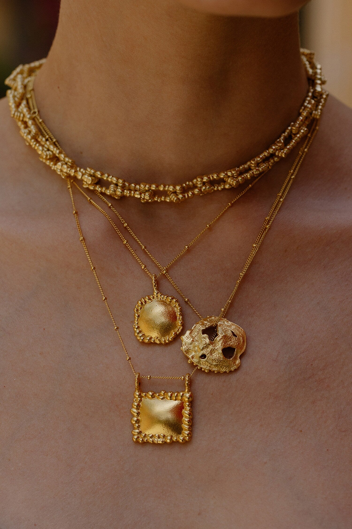 Granulated Signature Charm Pendant Necklace 