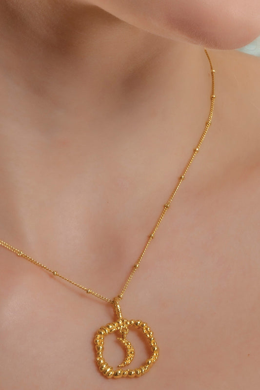 Granulated Moon Charm Pendant Necklace 