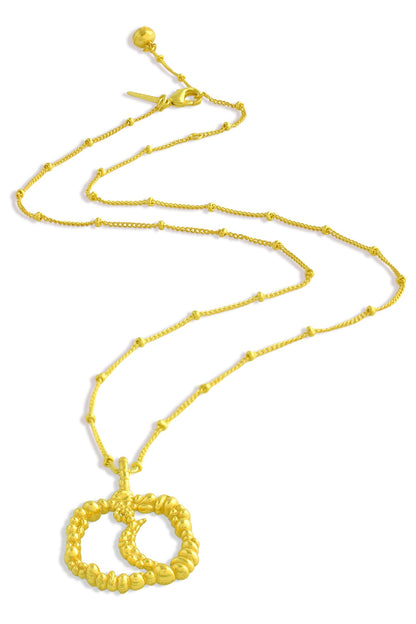 Granulated Moon Charm Pendant Necklace 