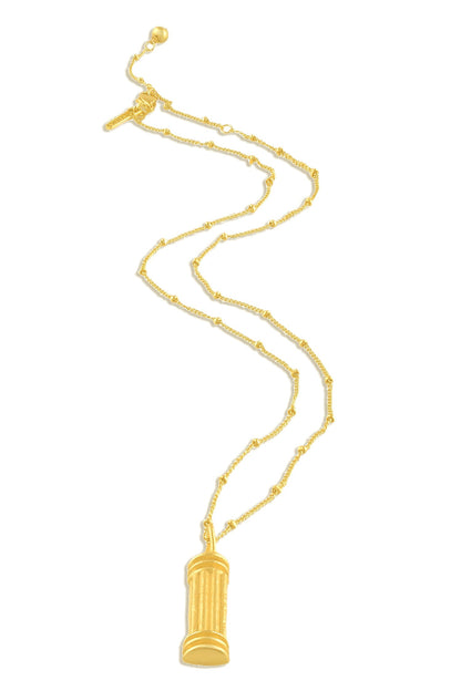 Tiny Pillar Charm Carved Pendant Necklace 