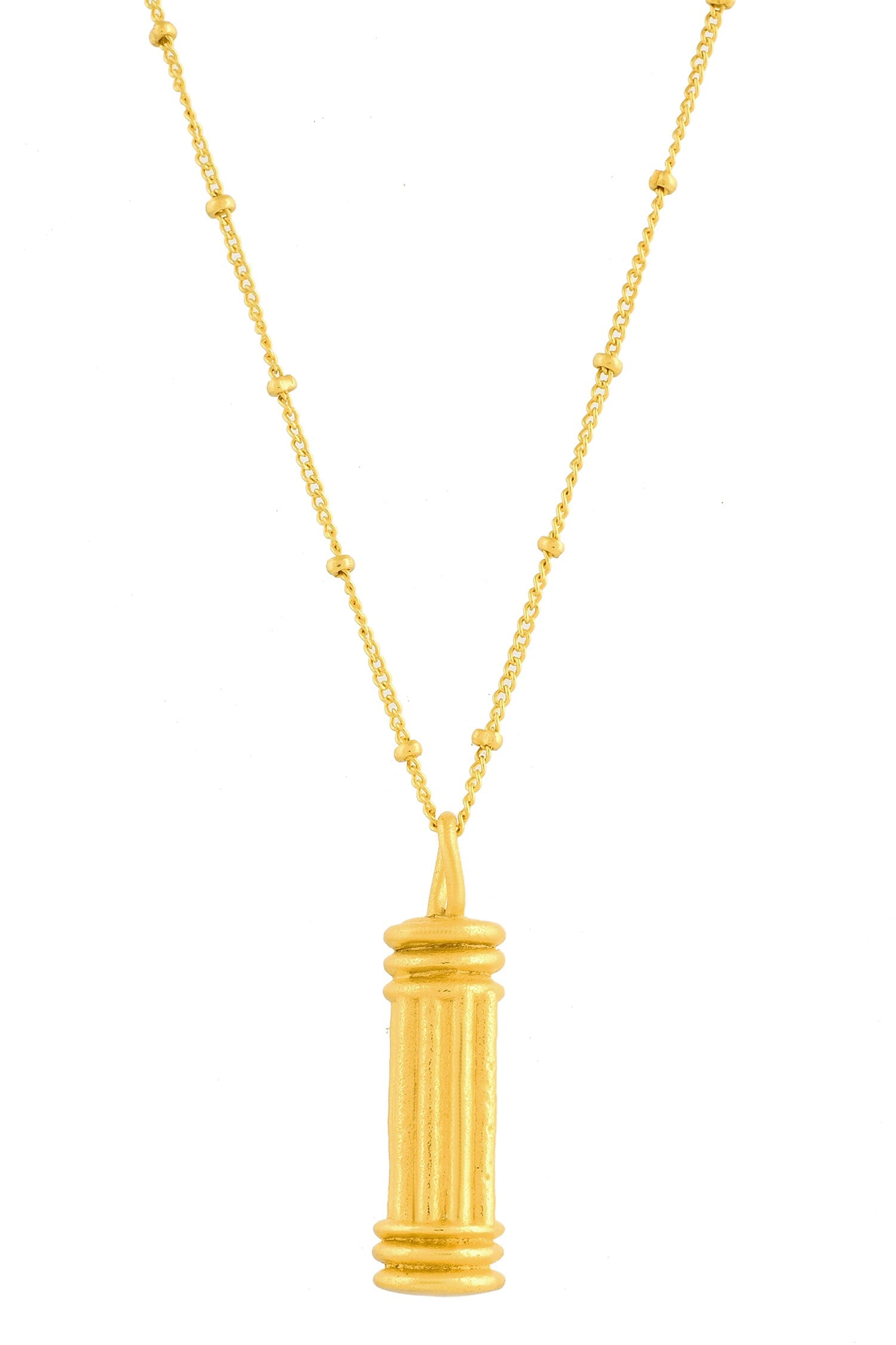 Tiny Pillar Charm Carved Pendant Necklace 