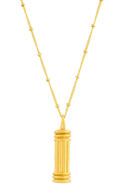 Tiny Pillar Charm Carved Pendant Necklace 
