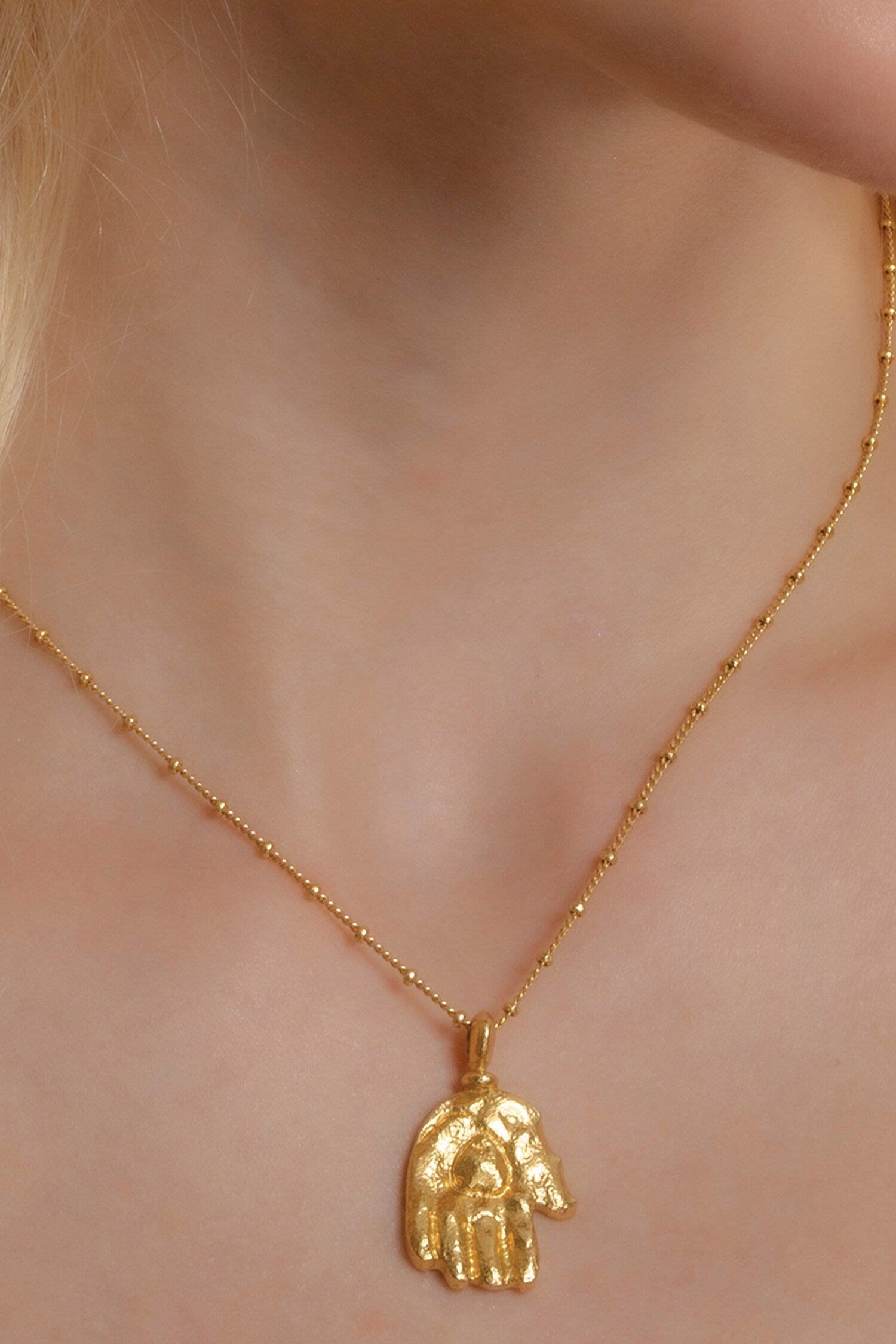 Amor Amulet Carved Pendant Necklace 