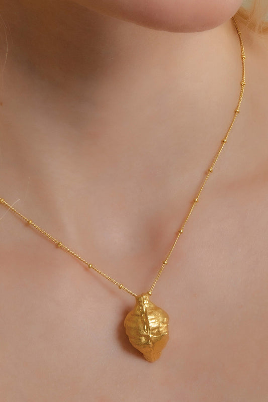 Nugget Carved Charm Pendant Necklace 