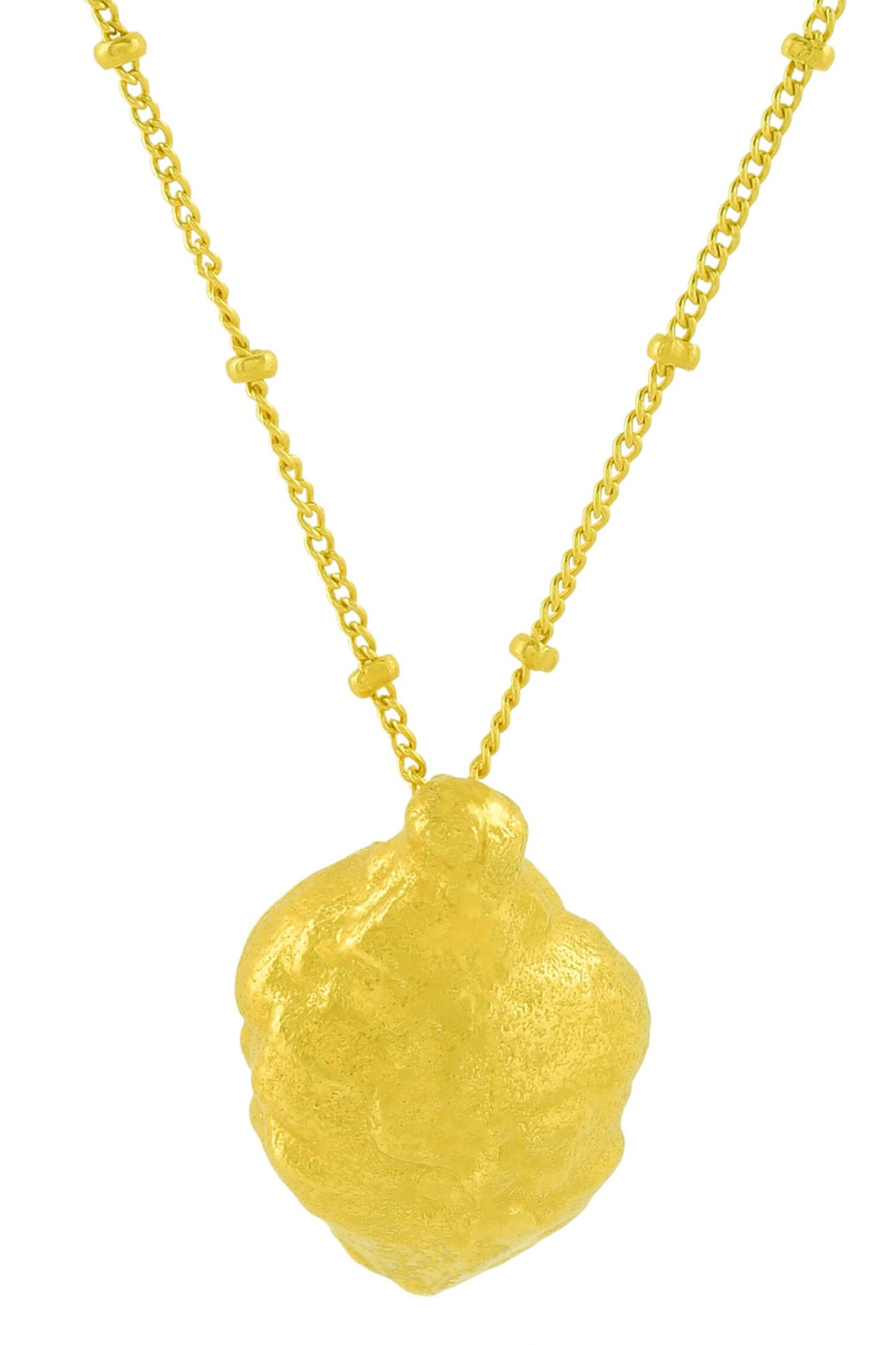 Nugget Carved Charm Pendant Necklace 
