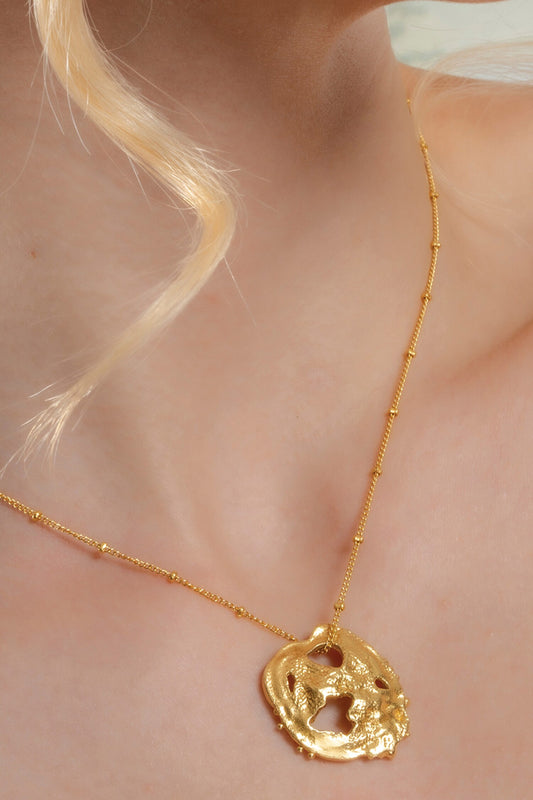 Molten Dotted Charm Pendant Necklace 