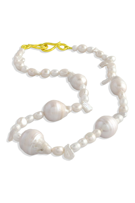 Pratapgari Uneven Pearl Embellished Necklace 