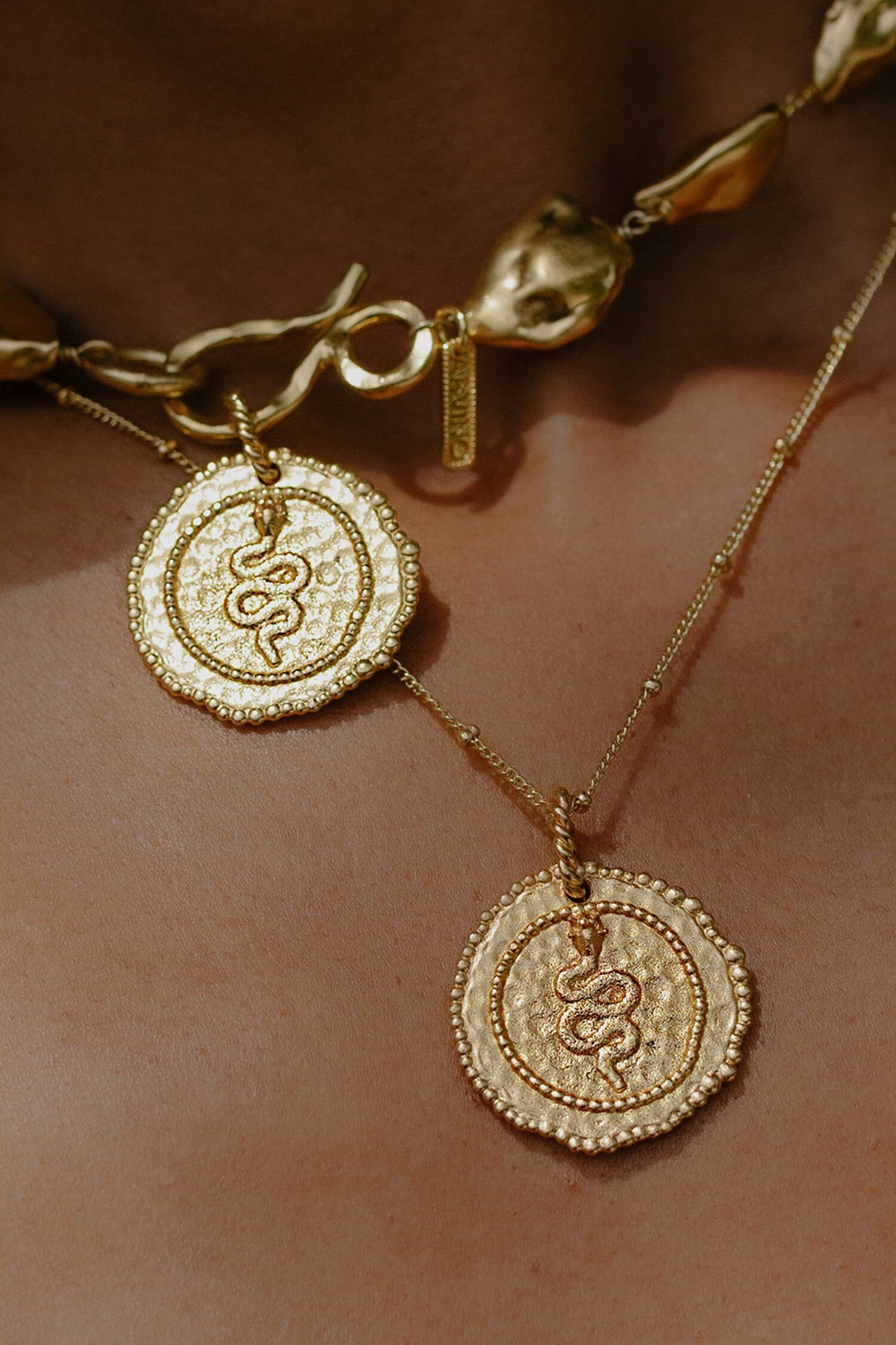 Pratapgari Snake Coin Charm Pendant Necklace 