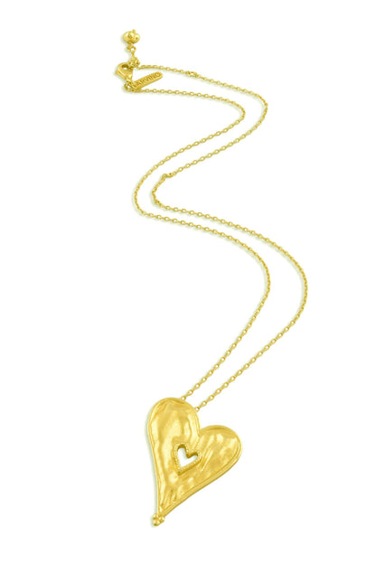 Textured Heart Chain Pendant Necklace 