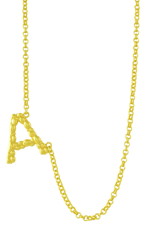 A Initial Carved Pendant Necklace 