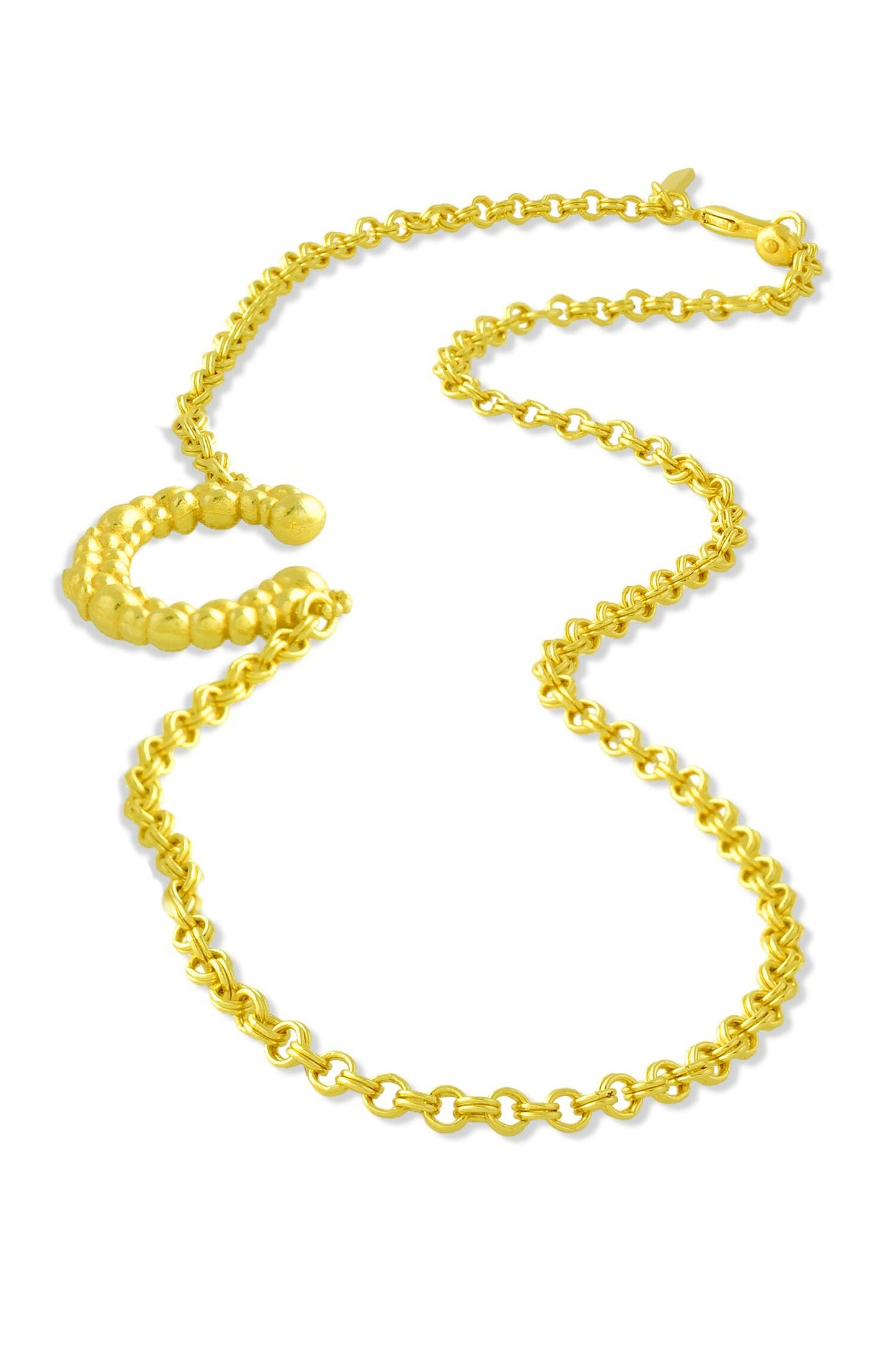 C Initial Carved Pendant Necklace 
