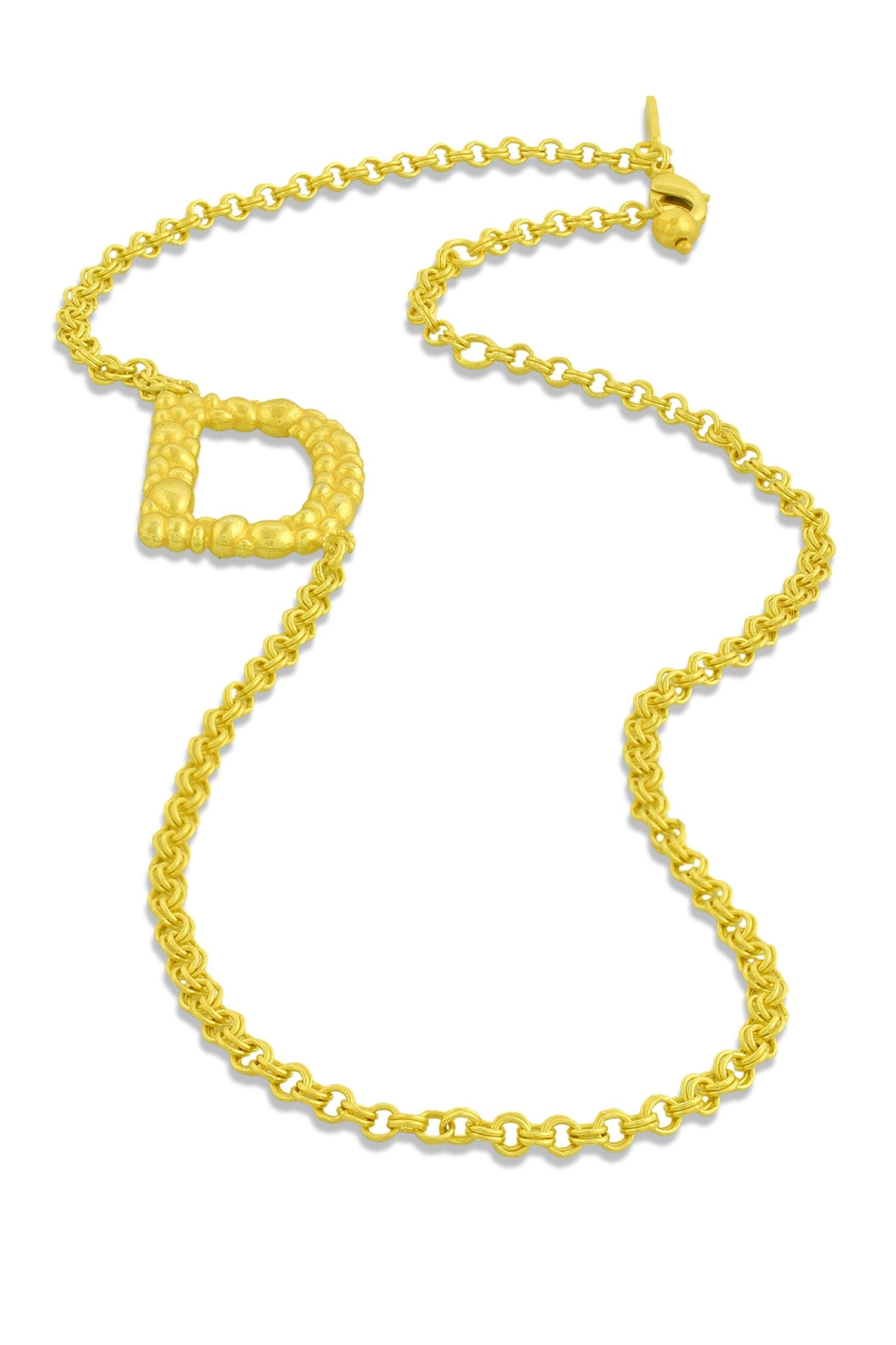 D Initial Carved Pendant Necklace 