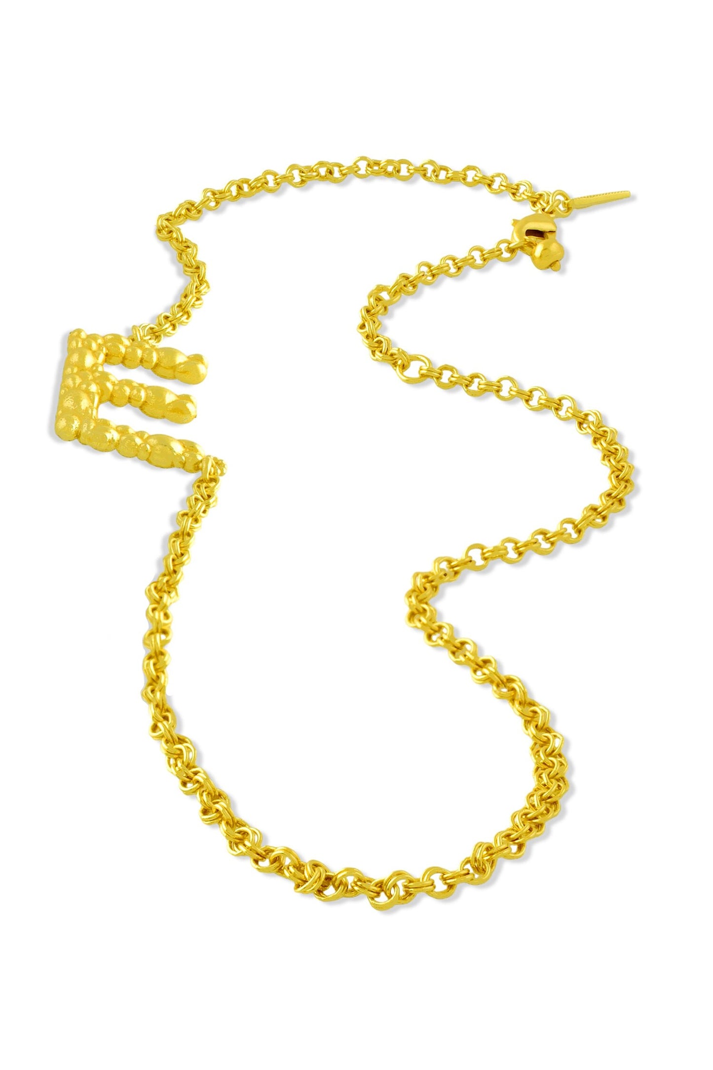 E Initial Carved Pendant Necklace 