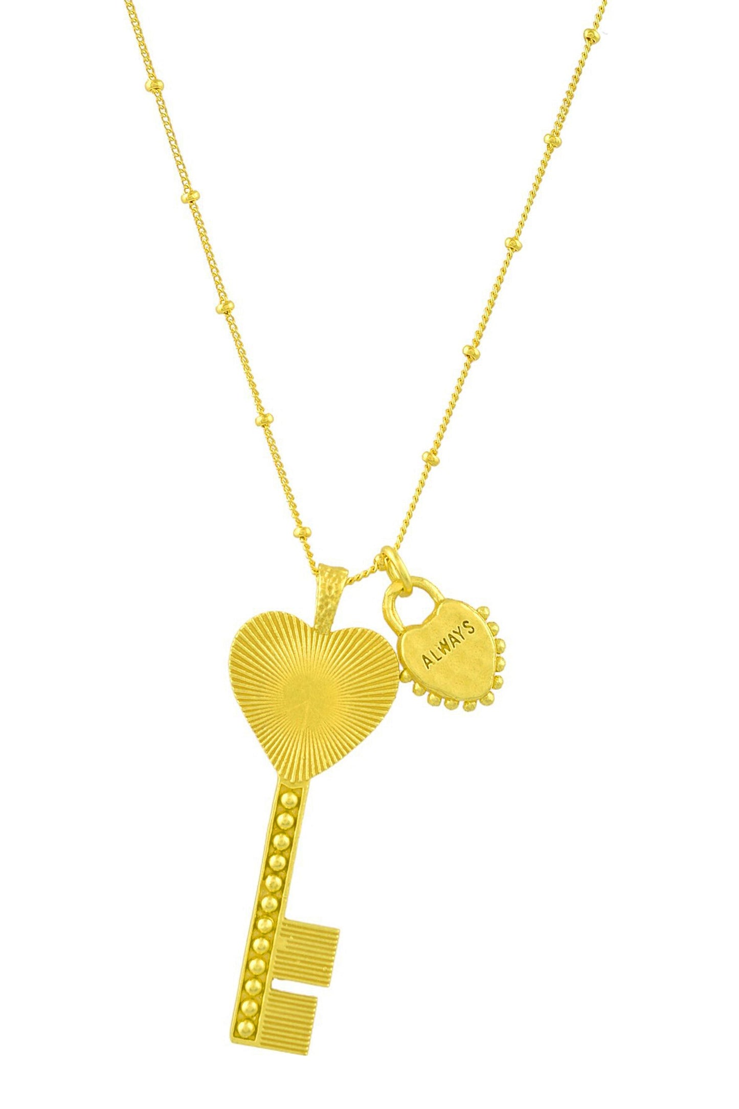 Initial Bar Charm Key Necklace 