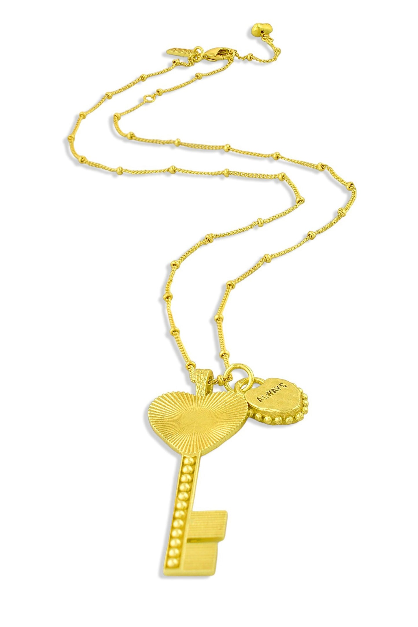 Initial Bar Charm Key Necklace 