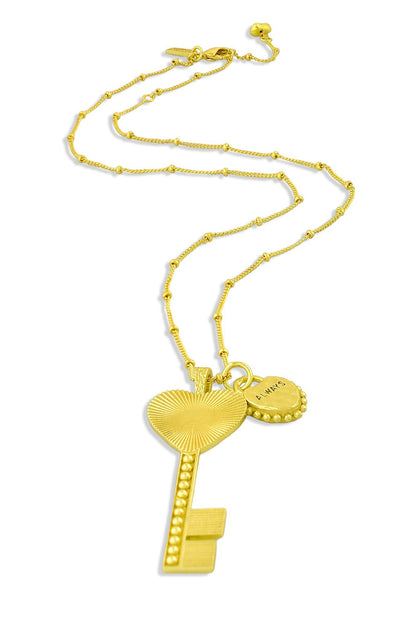 Initial Bar Charm Key Necklace 
