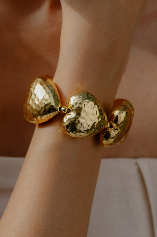 Hammer Textured Heart Bracelet 