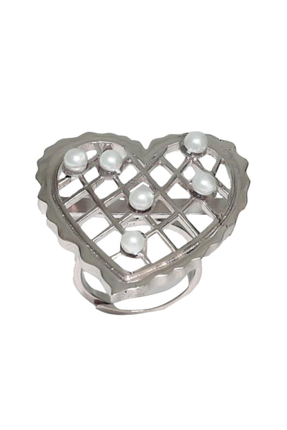 Loves Vow Pearl Embellished Cutwork Ring 