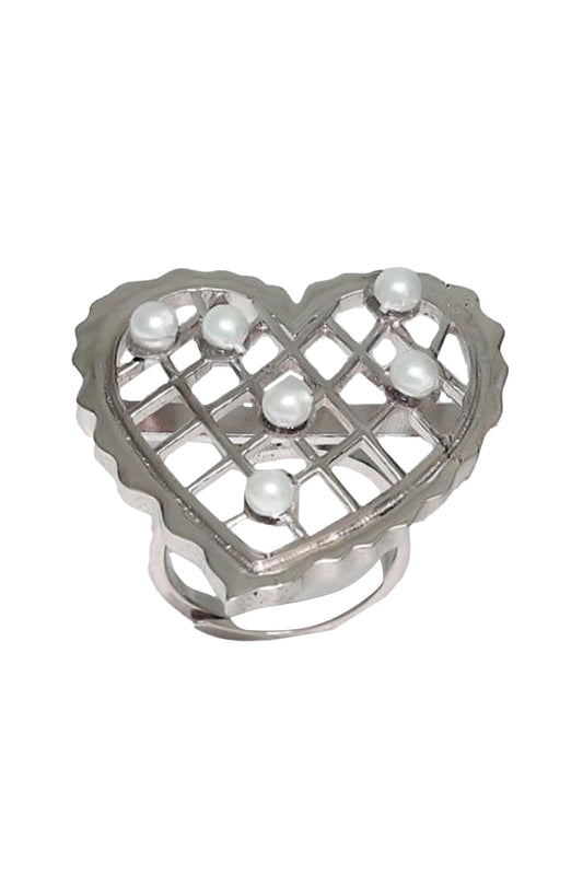 Loves Vow Pearl Embellished Cutwork Ring 