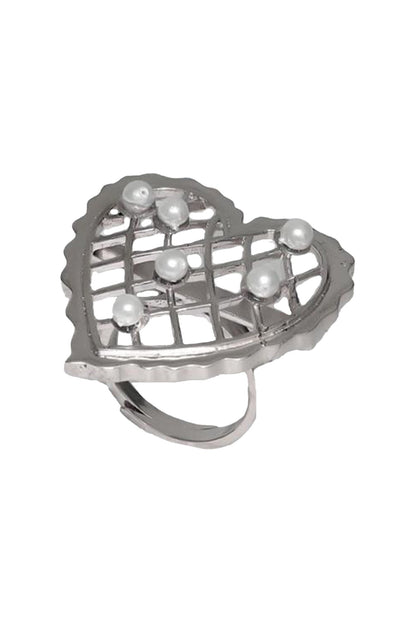 Loves Vow Pearl Embellished Cutwork Ring 