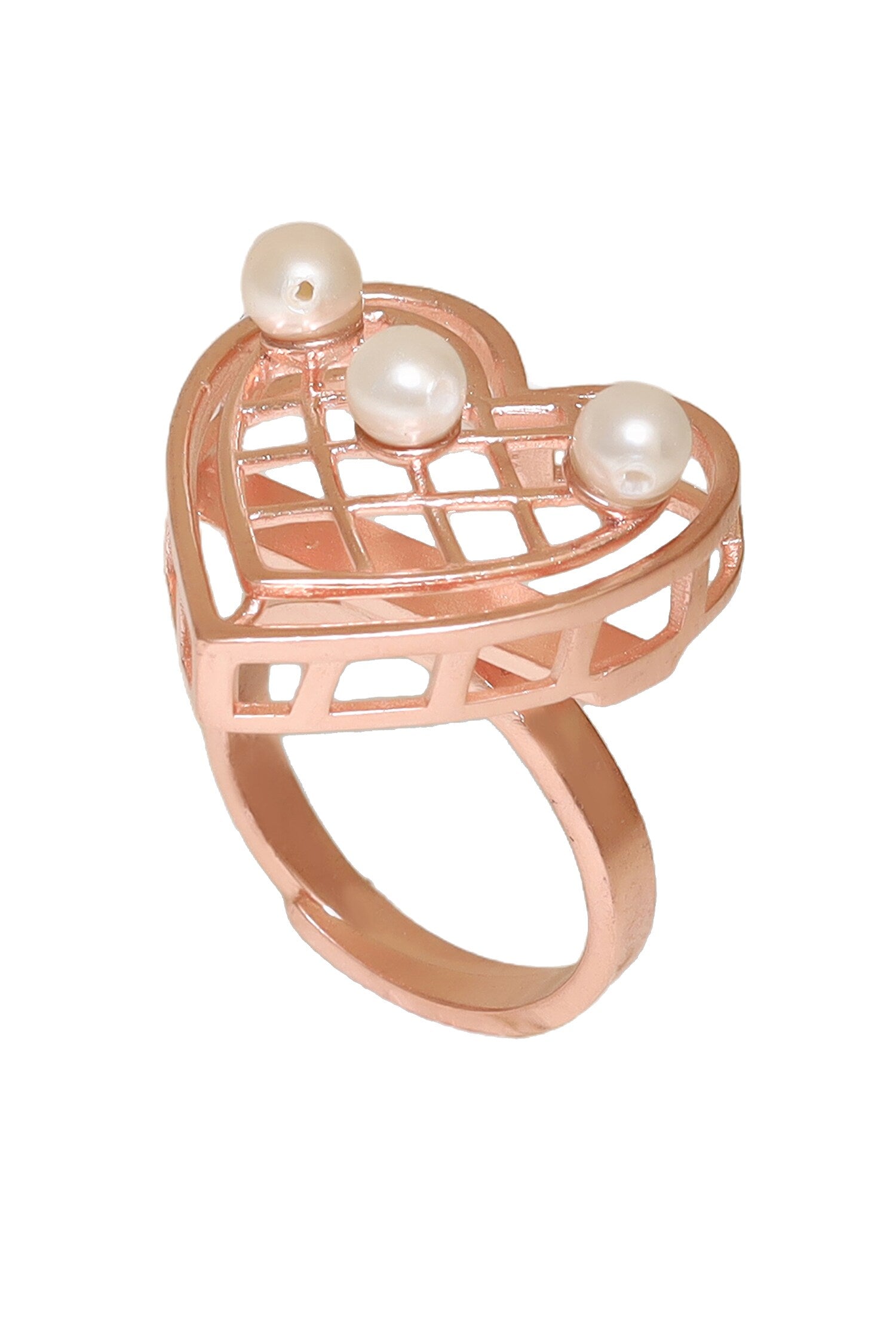 Heartbeat Hue Pearl Embellished Cutwork Ring 