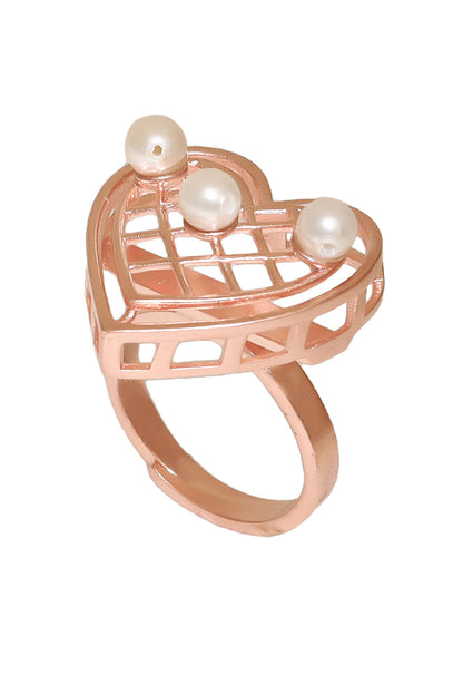 Heartbeat Hue Pearl Embellished Cutwork Ring 