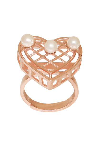 Heartbeat Hue Pearl Embellished Cutwork Ring 