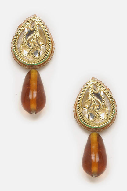 Mandala Amber Stone Embellished Pendant Necklace Set 