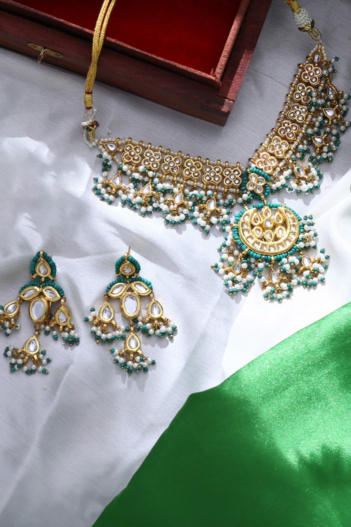 Phool Bahar Kundan Embellished Necklace Set 